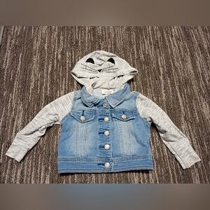 Cat And Jack Denim and Gray Hooded Jacket 18 Months
